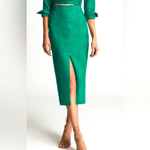 REISS - Worn once - Size 4 - Pencil High Waist Linen Skirt - Picture 4 of 4